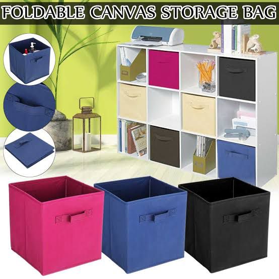 Foldable Canvas Storage Box (random Color)