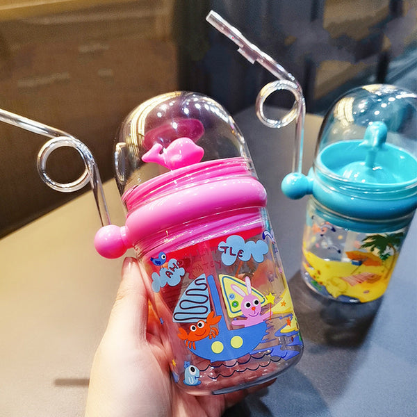 Children Whale Spray Cup Sippy Bottle Cartoon Baby With Sippy Kettle Outdoor Portable Children’s Cup (random Color)