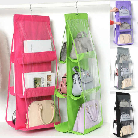 Buy 1 Get 1 Free Handbag Storage Hanging Purse Organizer with 6 Large Easy Access Pockets