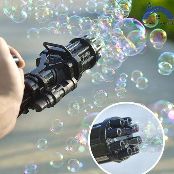 Kids Gatling Bubble Gun Toys Summer Automatic Soap Water Gatling Bubble Machine Children Indoor Outdoor Toy Blower Bubble ( Black Color)