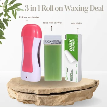 Roll On Wax 3 In 1 Deal, Waxing Kit For Women, Waxing Kit For Sensitive Skin, Strawberry, Green Apple & Lemon Roll On Wax Kit For Larger Areas Of The Body, Roller Waxing Kit Hair Removal, At Home Waxing Kit For Women And Men