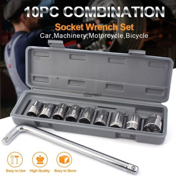 Ctw-1810 | 10 Piece High Quality Socket Wrench Set Spanner Car Machine Repair Service Tools Kit | Best Quality Tool Kit